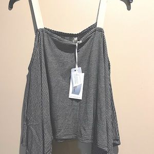 Black & Grey Stripe Top with Straps